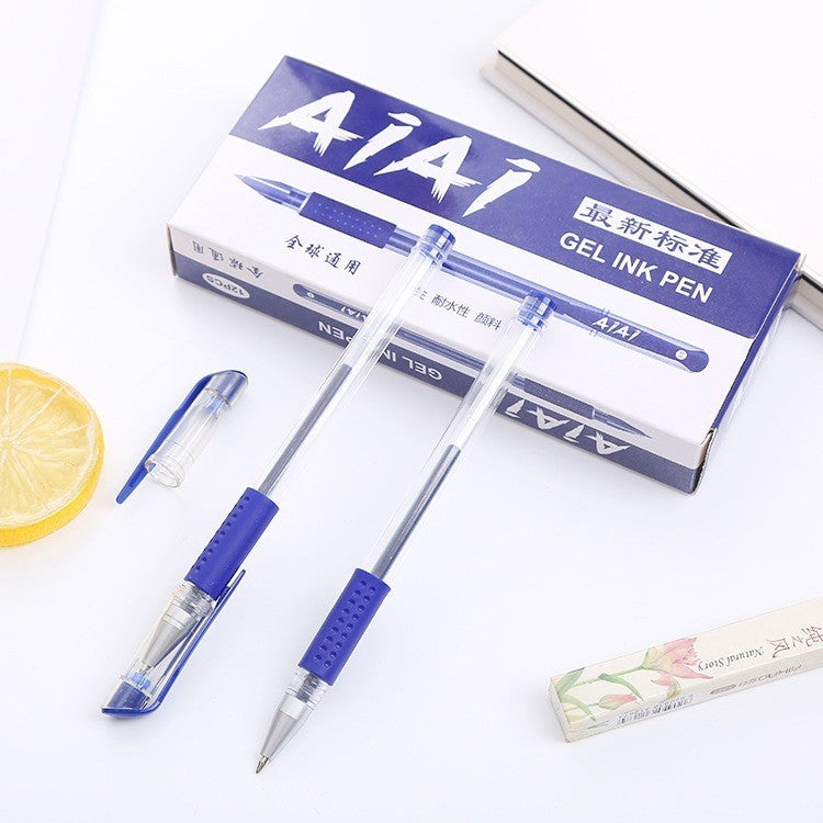 AIAI 0.5mm Smooth Gel Ink Pen Sign Pen Office Ballpen School Ball Pen Black Blue Red 12pcs Per Box
