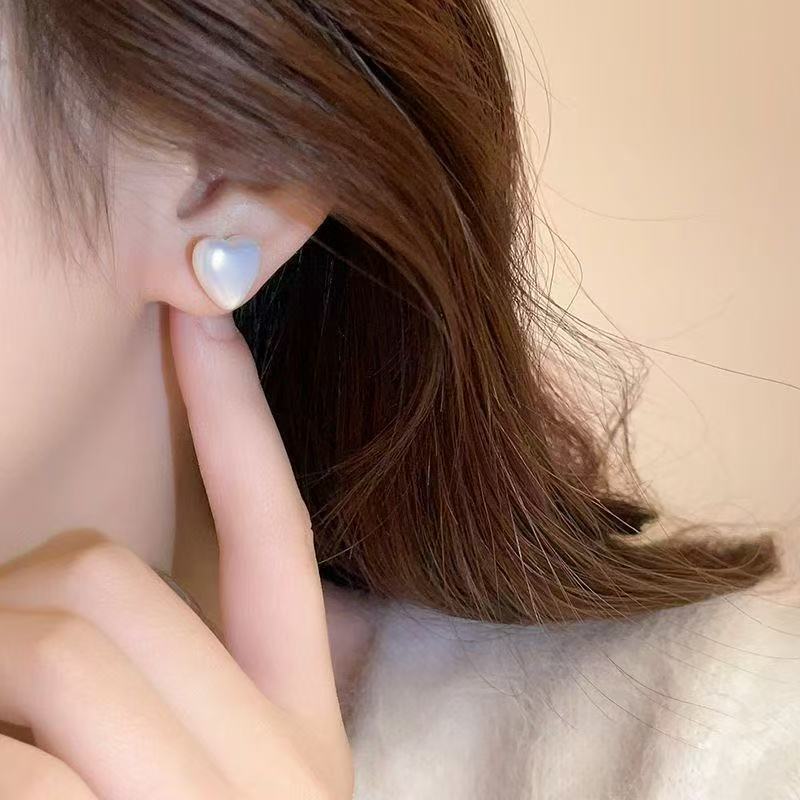 Elegant Red earrings For Women Fashion Stud Earrings Silver Heart Earring Jewelry Accessories Gift
