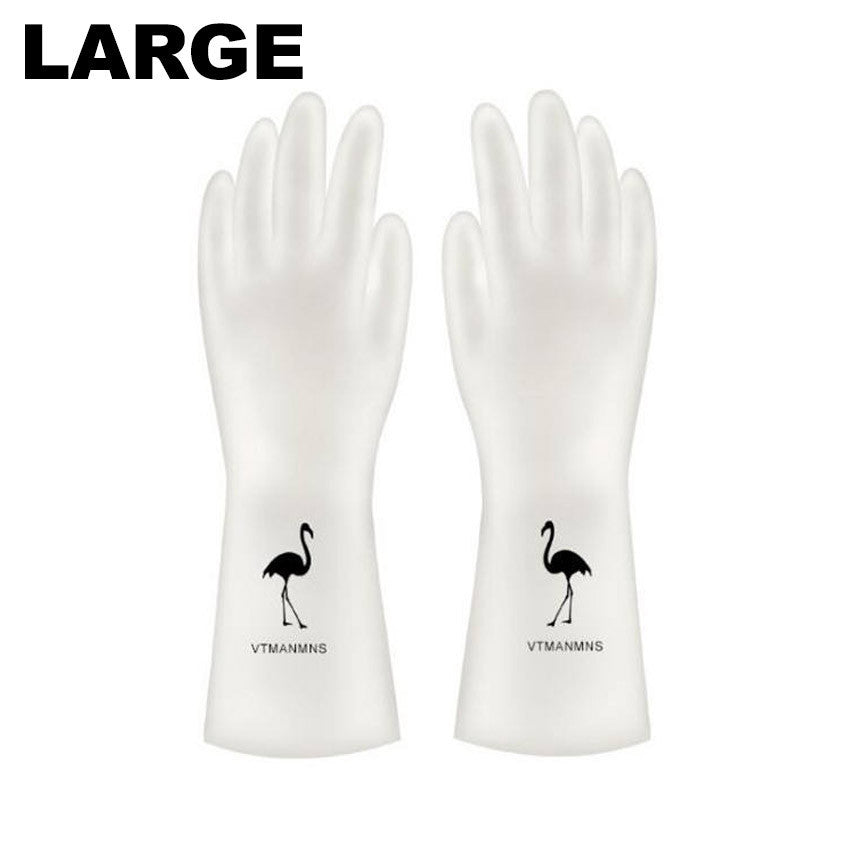 Women's Dishwashing Gloves Durable Waterproof PVC Kitchen Washing Glove Housework Fashion Flamingo