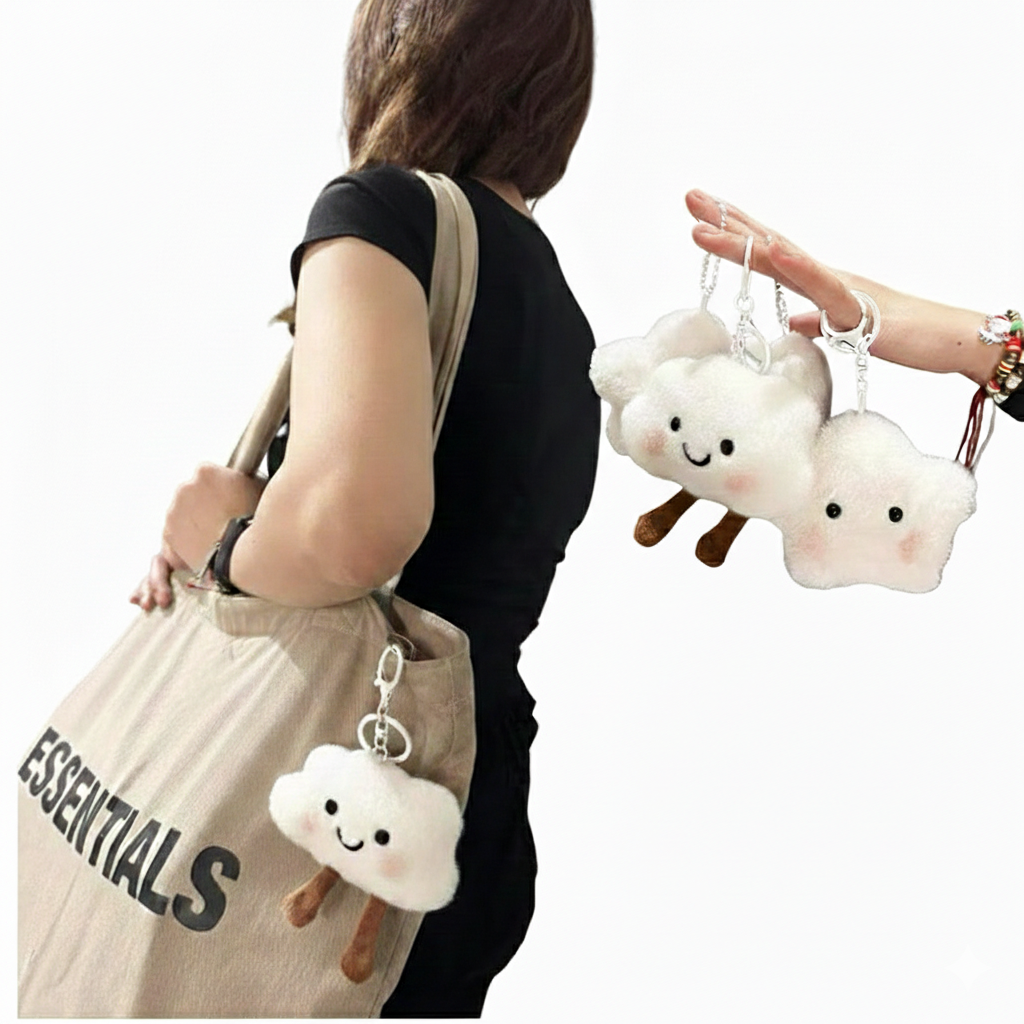 Creative Smile Cloud Plush Doll Charm Stress Reliever Fun Toys Keychain Stuff Toys Fashion Gift Pop