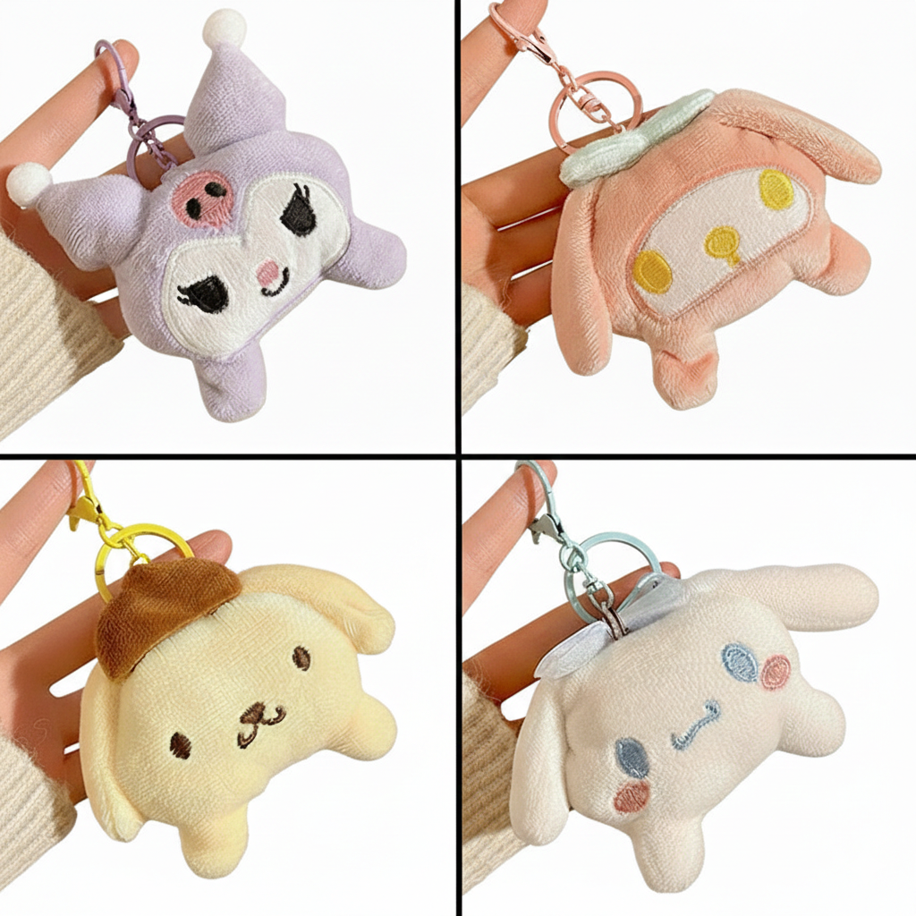 Elegant Sanrio Plush Doll Charm Stress Reliever Fun Toys Keychain Stuff Toys Fashion Gift Pop Kids