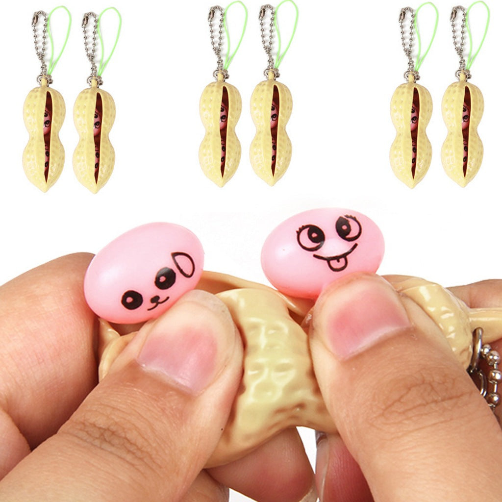 2pcs Fidget Toy Stress Reliever Game Edamame Toys Pop  Squeeze Peas Beans Keychain Stress Toys