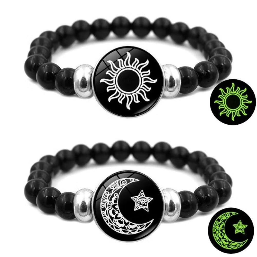 2Pc Moon Sun Couple Bracelet For Women lucky Charm Beads Bracelets Fashion Jewelry Accessories Gift
