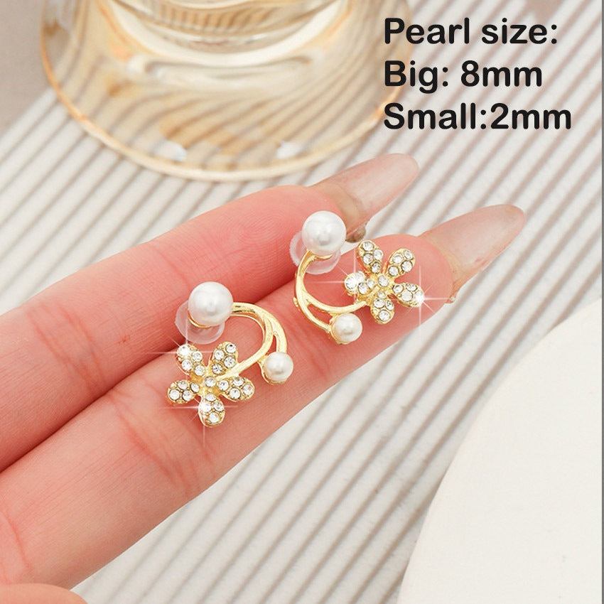 Red Flower Earrings For Women Gold Rose Earrings Stud Ear Earring Fashion Jewelry Accessories Gift