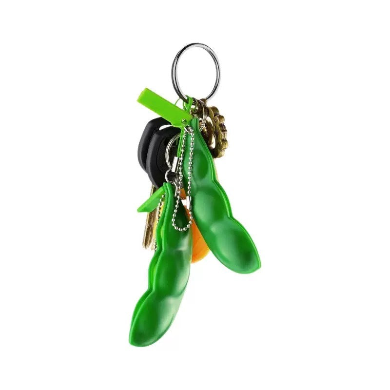 2pcs Fidget Toy Stress Reliever Game Edamame Toys Pop  Squeeze Peas Beans Keychain Stress Toys