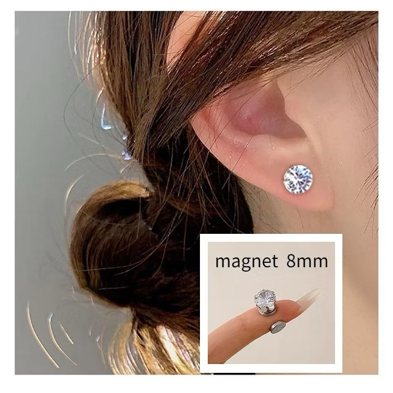 2Pcs No Piercing Magnetic Earrings for Women Diamond Earring Rhinestone FashionJewelry Accessories