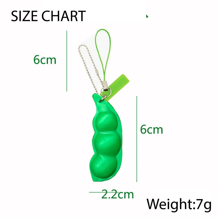 2pcs Fidget Toy Stress Reliever Game Edamame Toys Pop  Squeeze Peas Beans Keychain Stress Toys