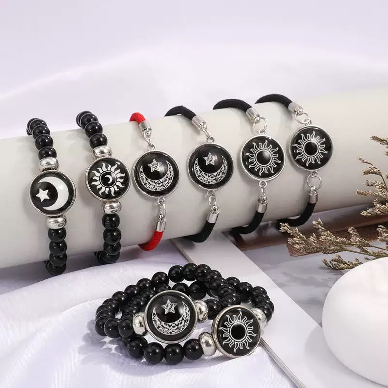 2Pc Moon Sun Couple Bracelet For Women lucky Charm Beads Bracelets Fashion Jewelry Accessories Gift