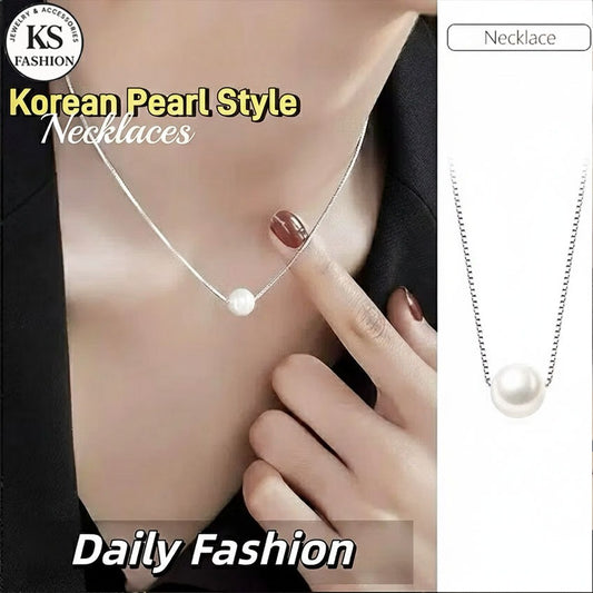 Elegant Silver Necklace For Women Pearl pendant Necklace Korean Fashion Jewelry  Accessories Gift