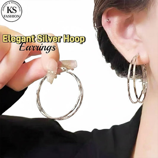 Elegant Hoop Earrings For Woman Fashion Jewelry Accessories Silver Earrings Stud Ear piercing Gift