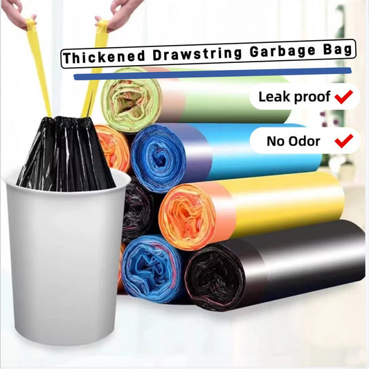 30pcs Drawstring Type Thickened Garbage Bag Disposable Trash Bag for Household Supermarket Property
