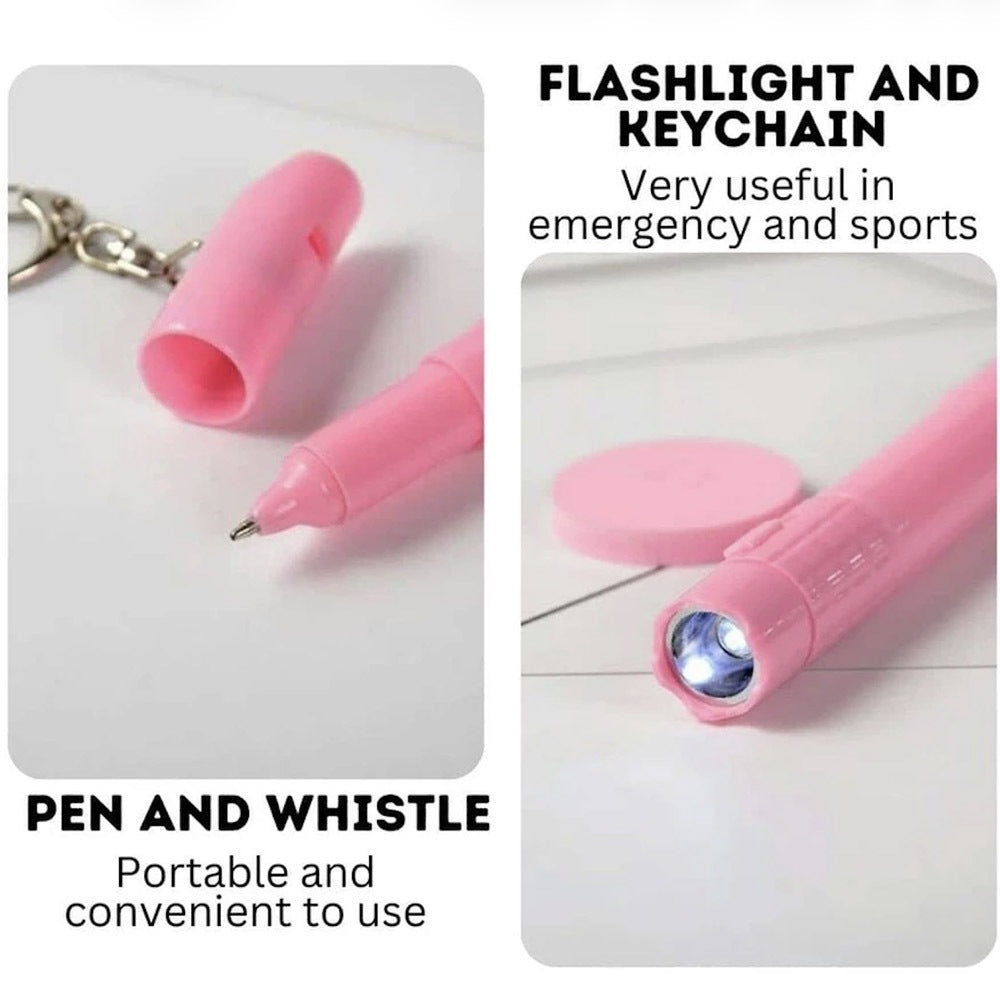 Premium 3 in 1 Emergency Ballpen Whistle Flashlight With Whistle with Flashlight Keychain Ball Pen