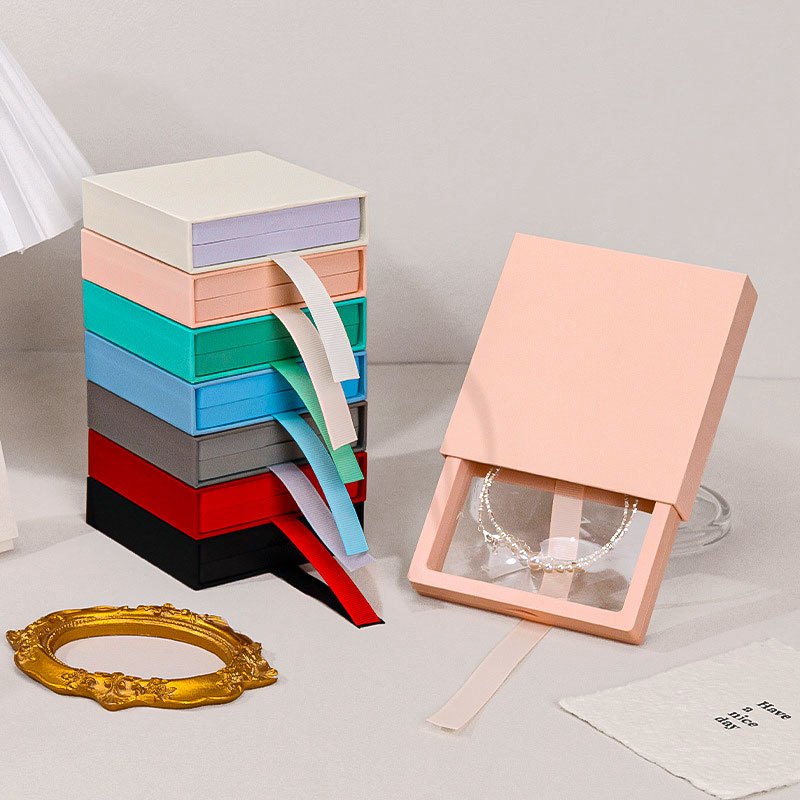 Transparent PE Film Box for Ring, Bracelet, Necklace Women Organizer Fashion Jewelry Christmas Gift