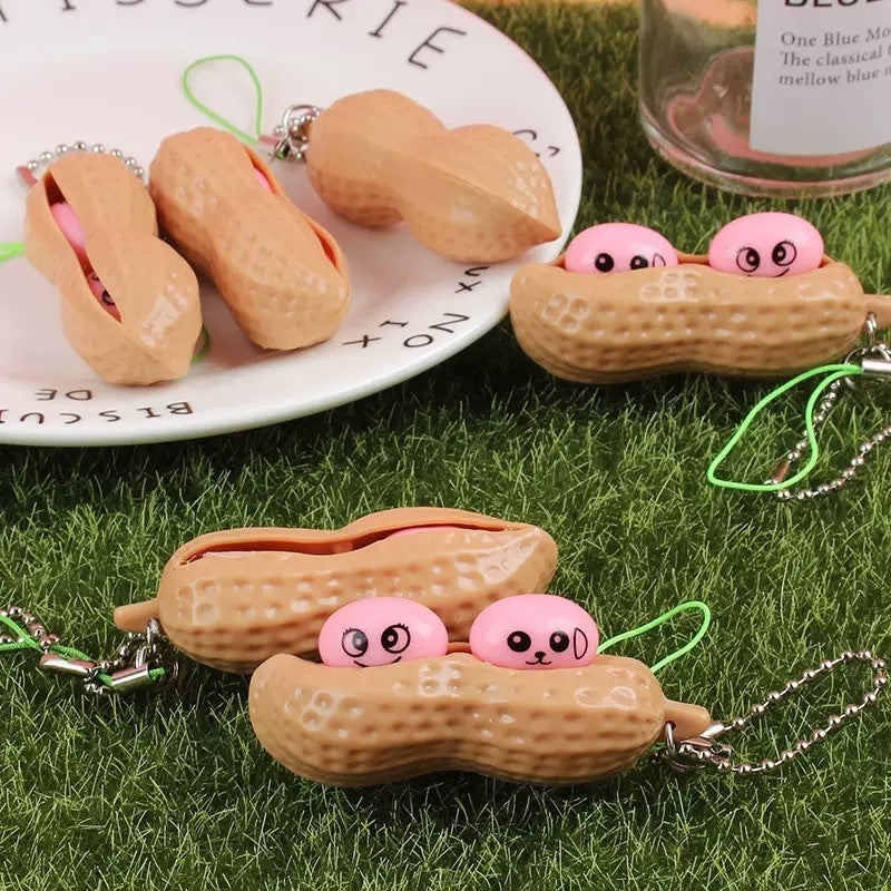 2pcs Fidget Toy Stress Reliever Game Edamame Toys Pop  Squeeze Peas Beans Keychain Stress Toys