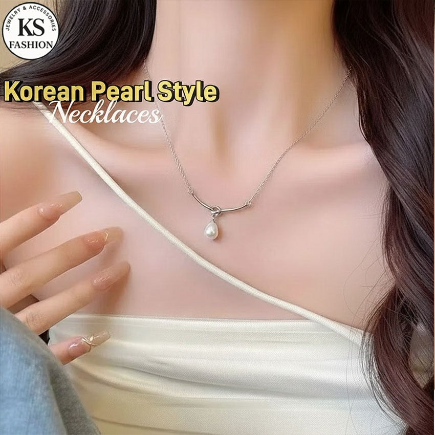 New Elegant Silver Necklace For Women Pearl pendant Necklace Korean Fashion Jewelry  Accessories Gift