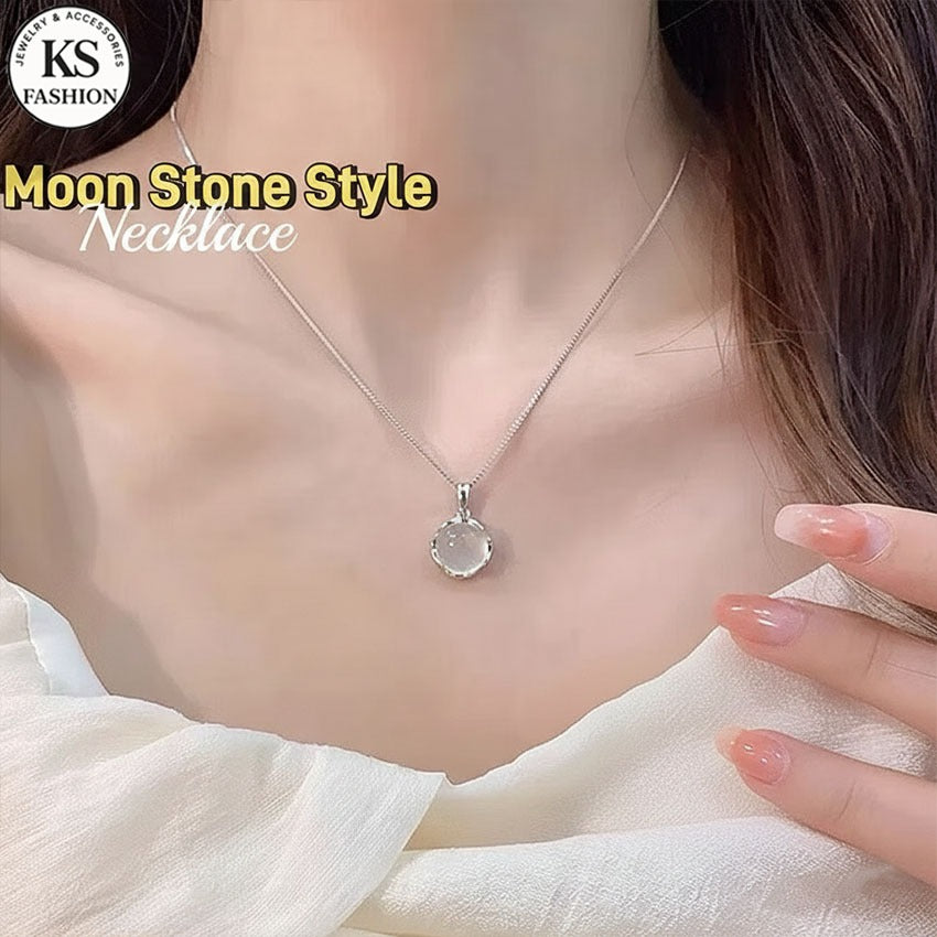 Elegant Silver Necklace For Women Moon Pendant Necklace Korean Fashion Jewelry Accessories Gift