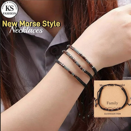 Handmade Jewelry Black Couple Bracelet Adjustable Braided Bracelet For Woman Morse Code Bracelet