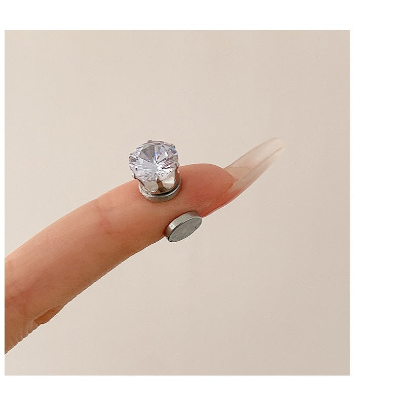 2Pcs No Piercing Magnetic Earrings for Women Diamond Earring Rhinestone FashionJewelry Accessories