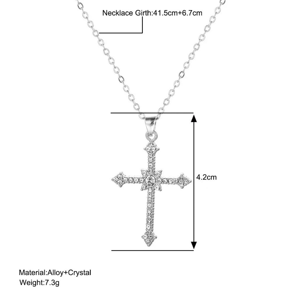 Elegant Silver Necklace For Women Cross Pendant Necklace Korean Fashion Jewelry Accessories Gift