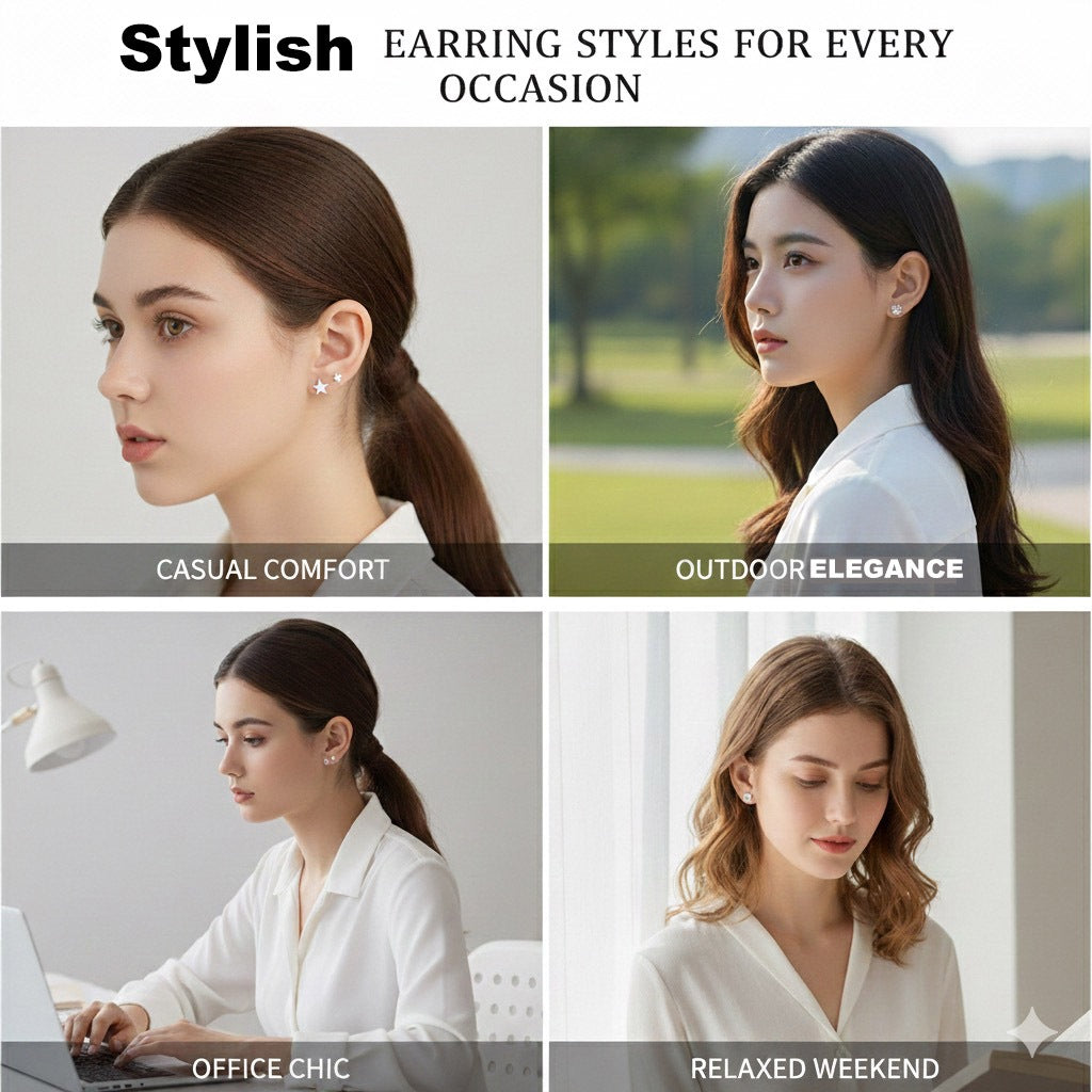 Elegant Stud Earrings For Women Earring Fashion Jewelry Accessories Gift Sliver Earring Piercing Ear