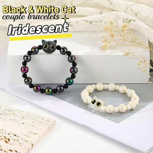 2Pc Black Cat Couple Bracelet For Women lucky Charm Beads Bracelets Fashion Jewelry Accessories Gift
