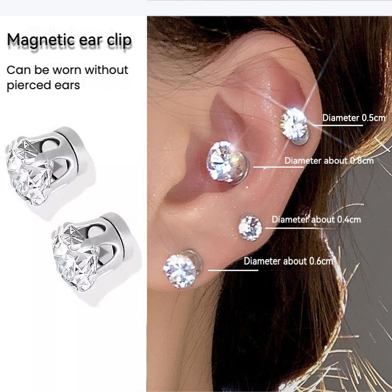 2Pcs No Piercing Magnetic Earrings for Women Diamond Earring Rhinestone FashionJewelry Accessories