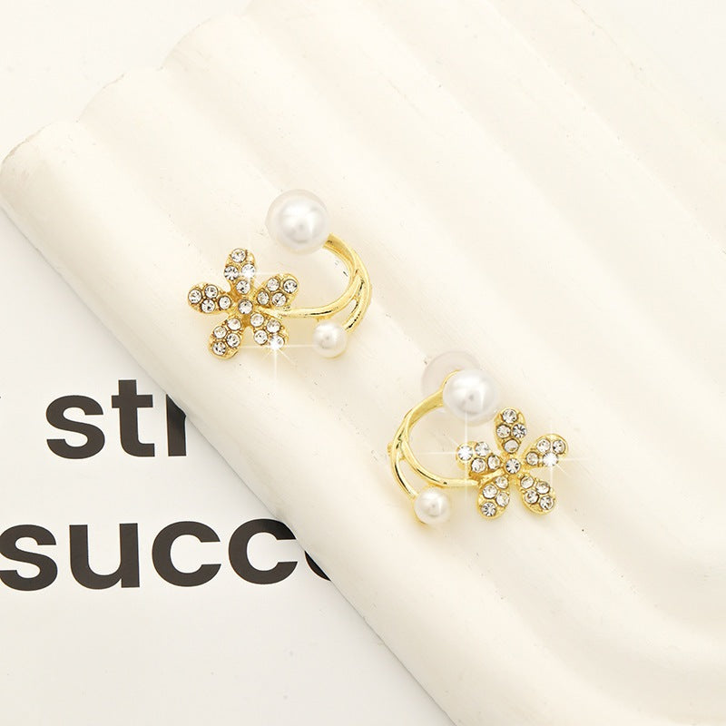Red Flower Earrings For Women Gold Rose Earrings Stud Ear Earring Fashion Jewelry Accessories Gift