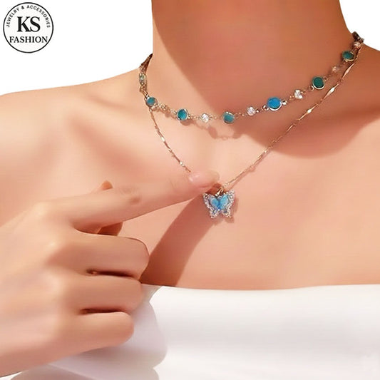Korean Style Chain Pendant Necklace for Women Butterfly necklaces Fashion Accessories Jewelry Gift