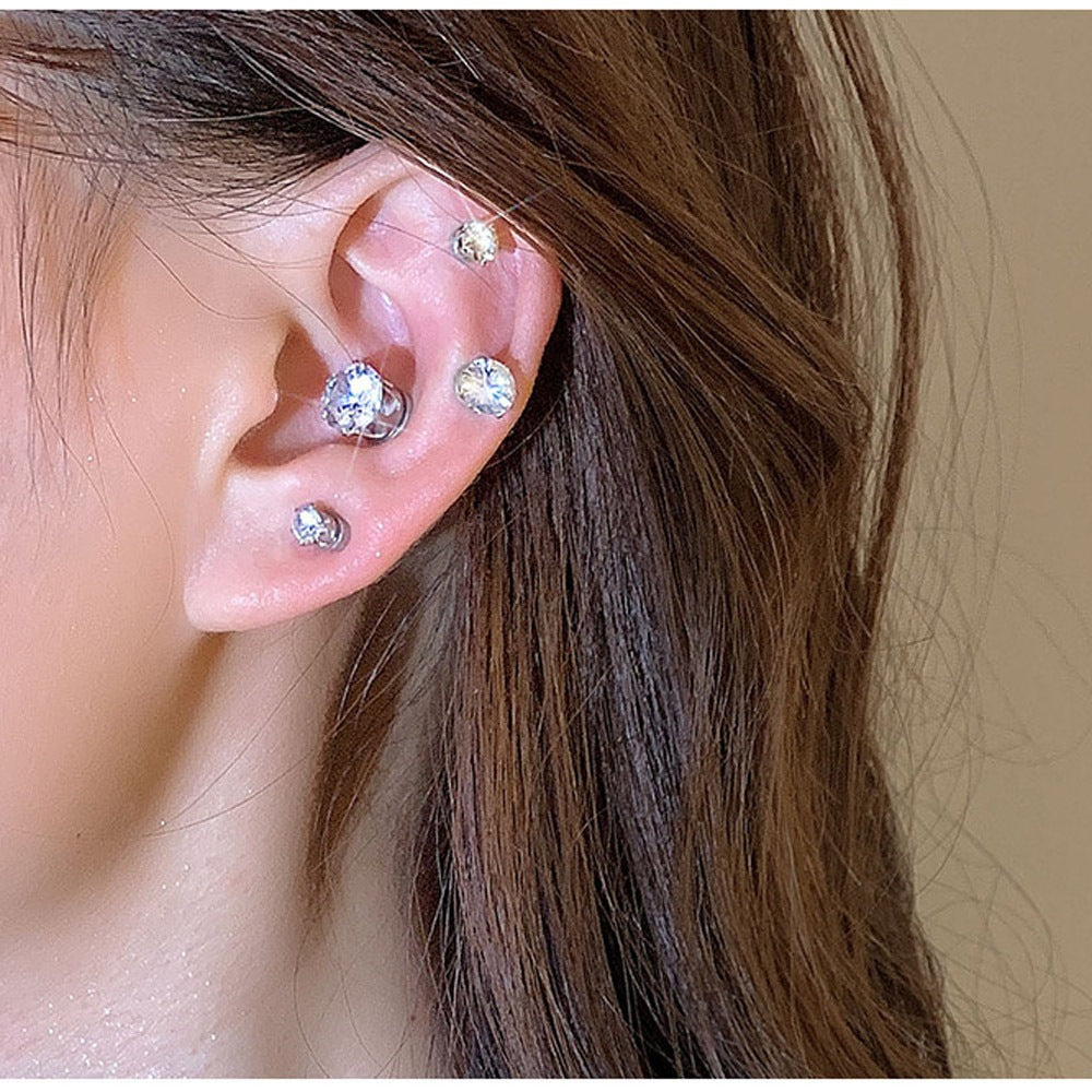 2Pcs No Piercing Magnetic Earrings for Women Diamond Earring Rhinestone FashionJewelry Accessories