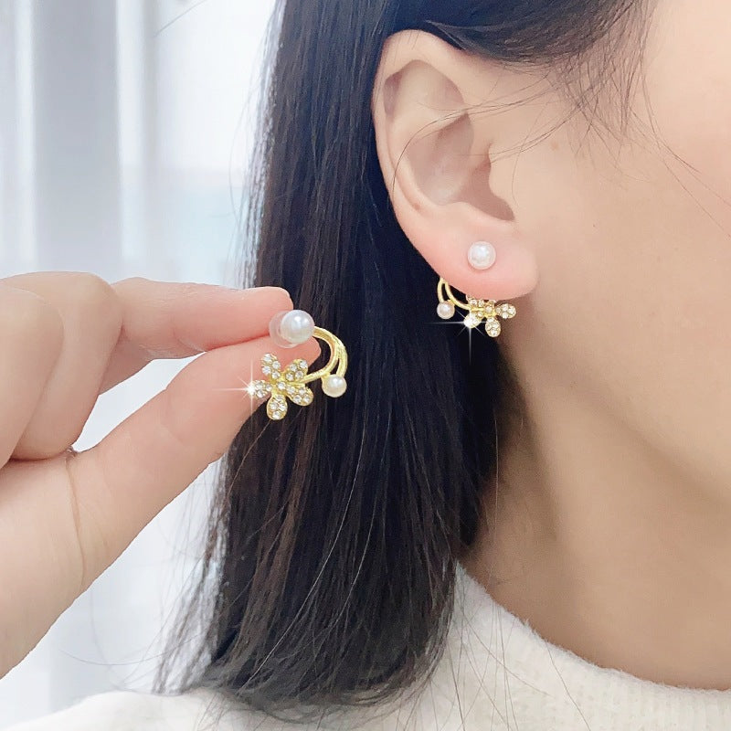 Red Flower Earrings For Women Gold Rose Earrings Stud Ear Earring Fashion Jewelry Accessories Gift