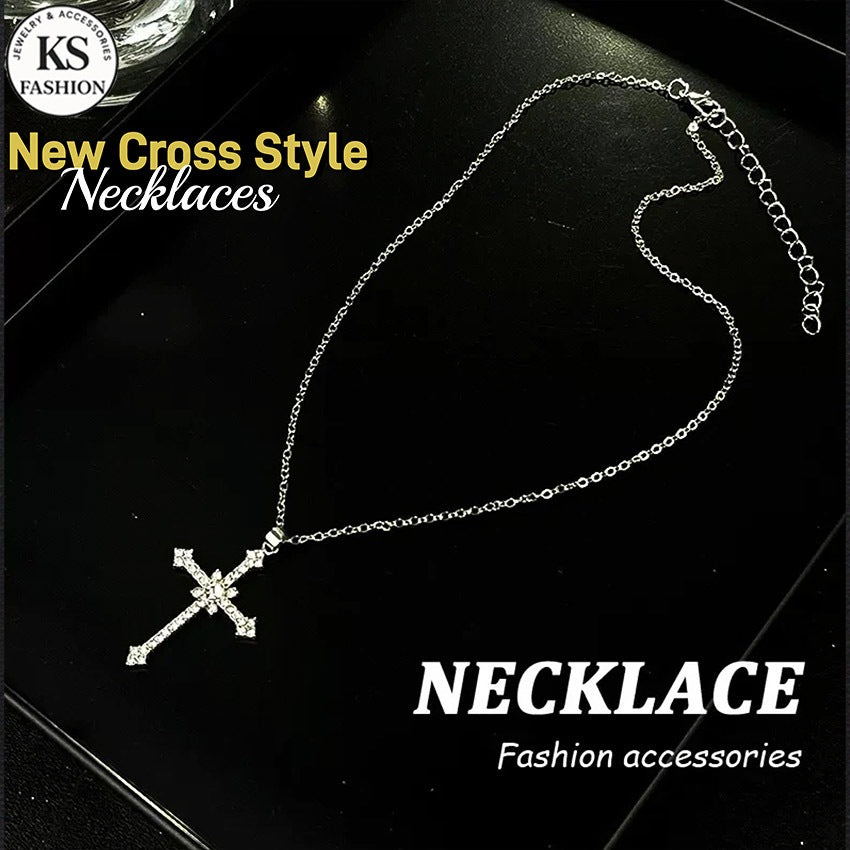 Elegant Silver Necklace For Women Cross Pendant Necklace Korean Fashion Jewelry Accessories Gift
