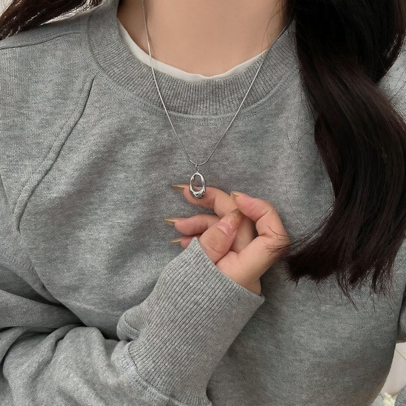 Elegant Silver Necklace For Women Water pendant Necklace Korean Fashion Jewelry  Accessories Gift