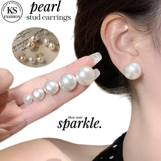 Elegant Pearl earrings For Women Fashion Stud Earrings Gold Plated Earring Jewelry Accessories