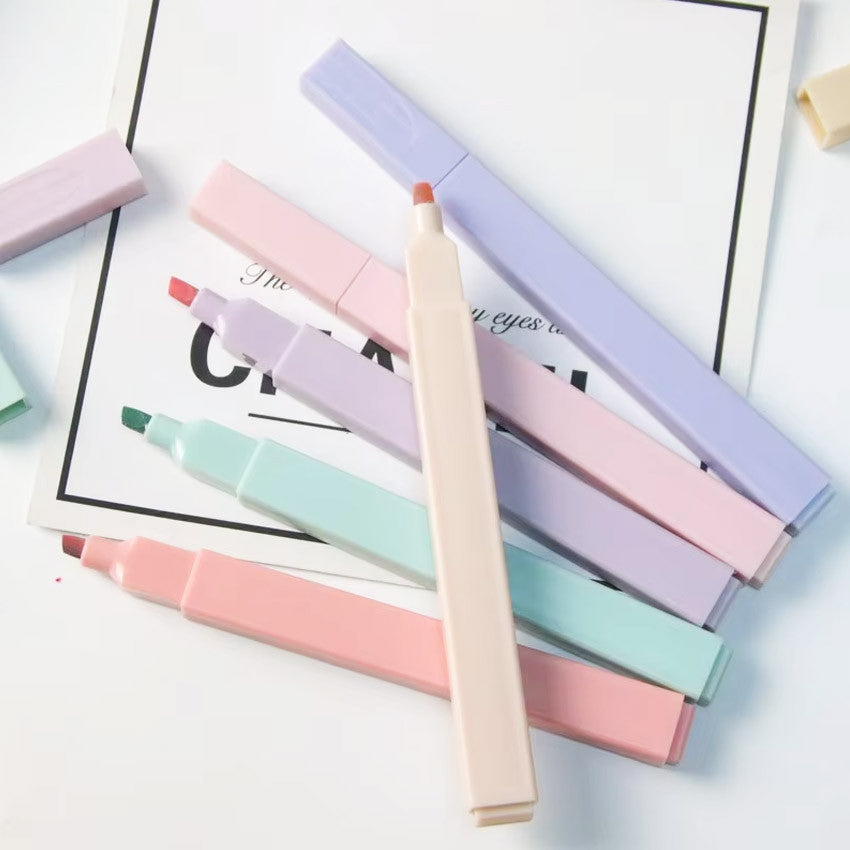 6pcs Morandi highlighter Marker Pens Set for Office School Stationery Supply Students Kids toys Gift