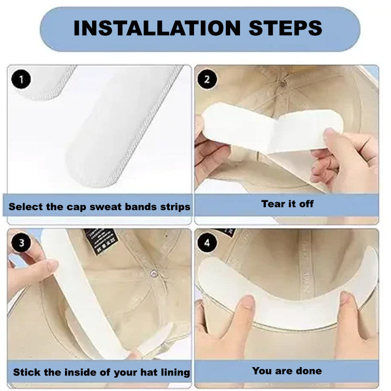 10Pcs Cap Liner Sweat Stickers Absorbent Strip Neck Liner Pads Disposable Hat Cap Anti Sweat Sticker