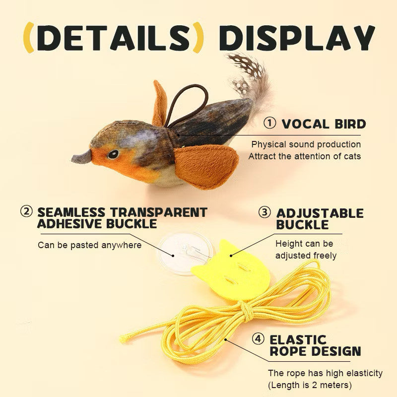 Pop Cat-Teasing Artifact Cat Toy Self-Amusement Cat Dog Toys Simulation Bird Call Toys Pet Supplies