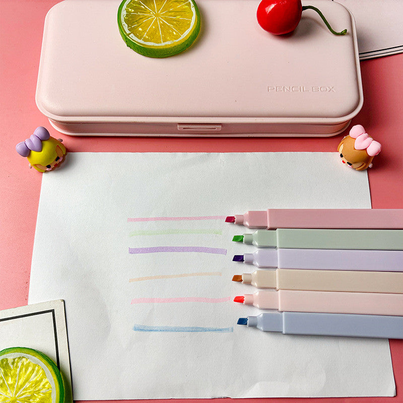 6pcs Morandi highlighter Marker Pens Set for Office School Stationery Supply Students Kids toys Gift