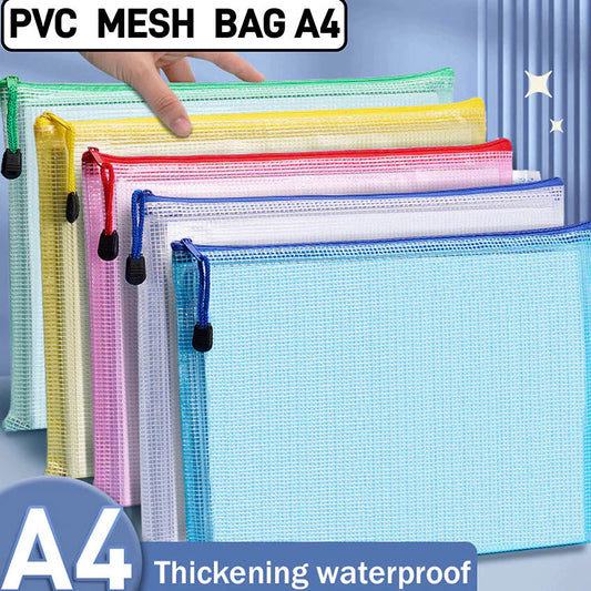 A4 Plastic PVC Envelopes Zipper Bag File Storage Pouch Envelope Document Bag Waterproof Organizer