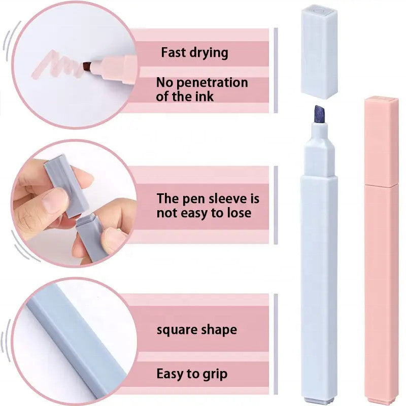 6pcs Morandi highlighter Marker Pens Set for Office School Stationery Supply Students Kids toys Gift