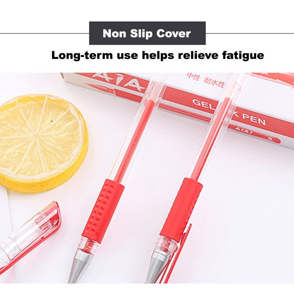 AIAI 0.5mm Smooth Gel Ink Pen Sign Pen Office Ballpen School Ball Pen Black Blue Red 12pcs Per Box