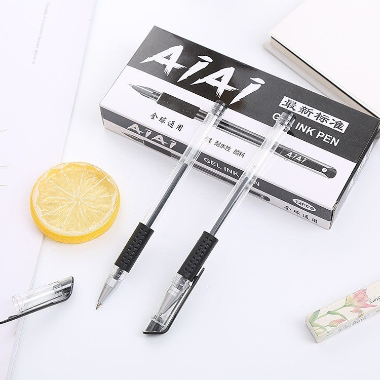 AIAI 0.5mm Smooth Gel Ink Pen Sign Pen Office Ballpen School Ball Pen Black Blue Red 12pcs Per Box