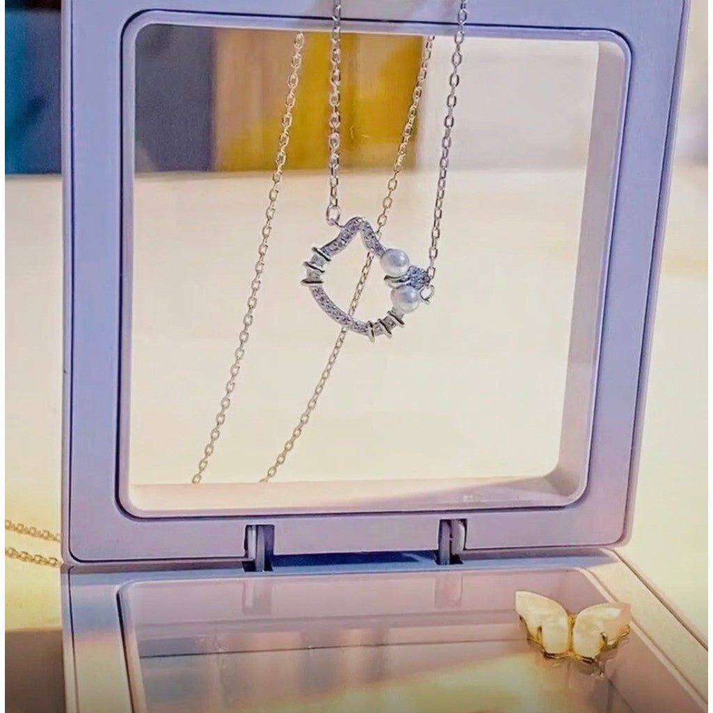 Elegant Stainless Necklace For Women Silver Gold Titanium Kitty Fashion Jewelry  Accessories Gift