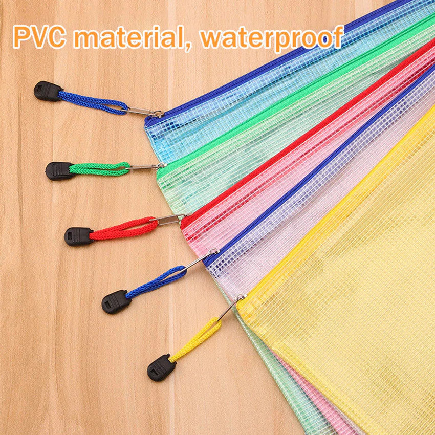 A4 Plastic PVC Envelopes Zipper Bag File Storage Pouch Envelope Document Bag Waterproof Organizer