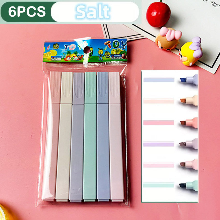 6pcs Morandi highlighter Marker Pens Set for Office School Stationery Supply Students Kids toys Gift