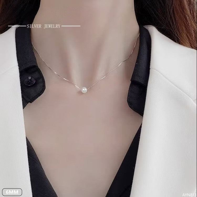 Elegant Silver Necklace For Women Pearl pendant Necklace Korean Fashion Jewelry  Accessories Gift