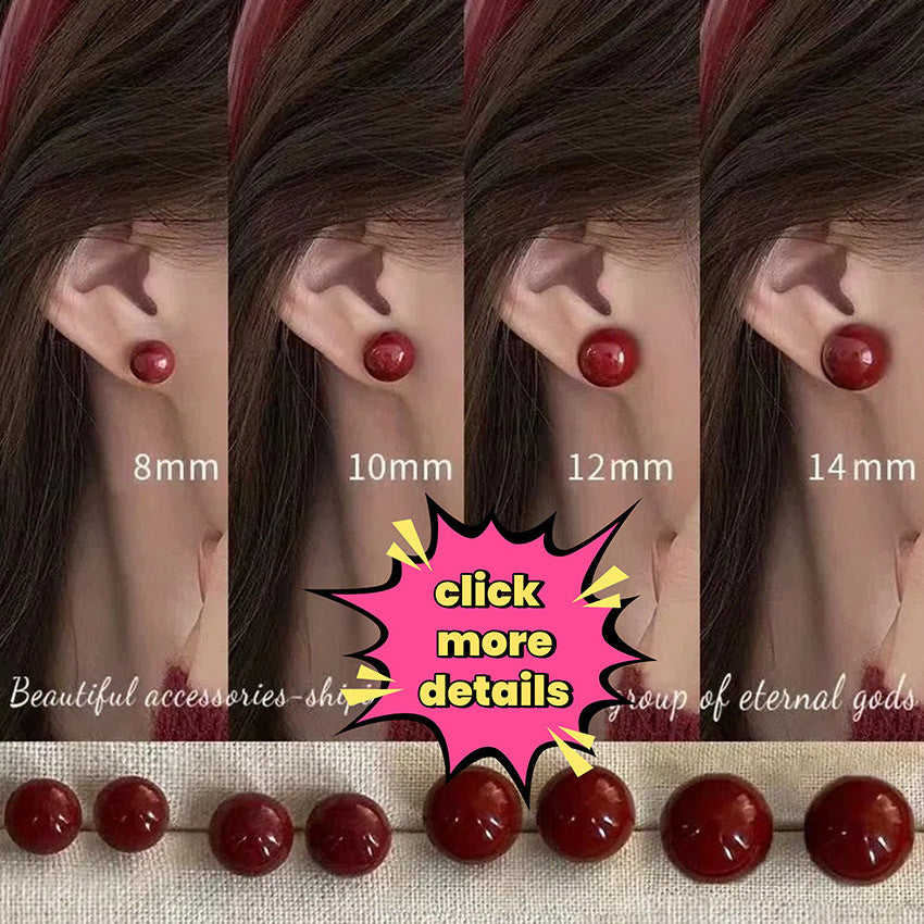 Elegant Red earrings For Women Fashion Stud Earrings Silver Cherry Earring Jewelry Accessories Gift