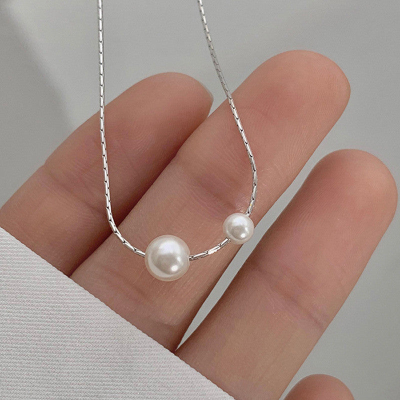 Elegant Silver Necklace For Women Pearl pendant Necklace Korean Fashion Jewelry  Accessories Gift