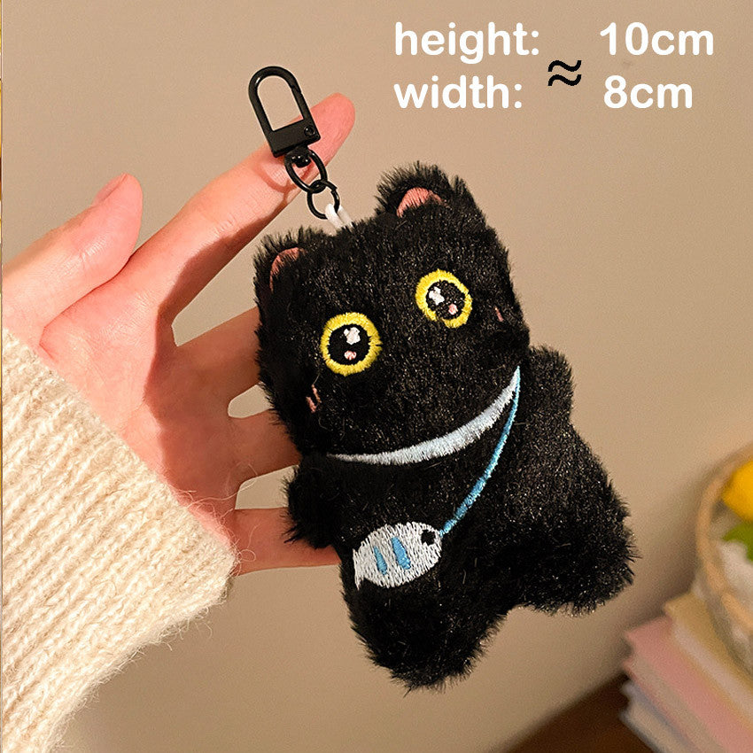 Elegant Black Cat Plush Doll Charm Stress Reliever Fun Toys Keychain Stuff Toys Fashion Gift Pop