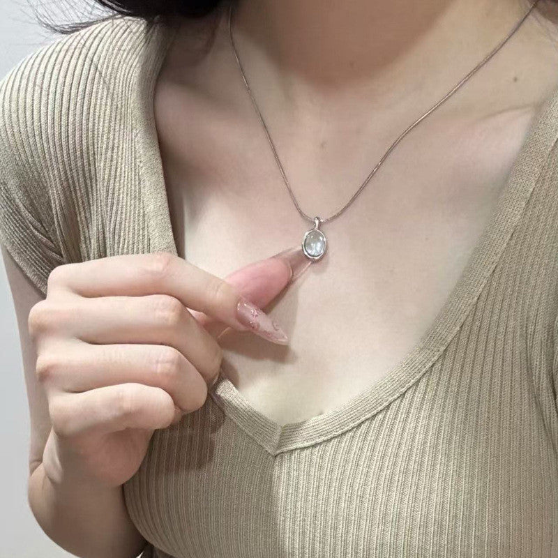 Elegant Silver Necklace For Women Moon Pendant Necklace Korean Fashion Jewelry Accessories Gift
