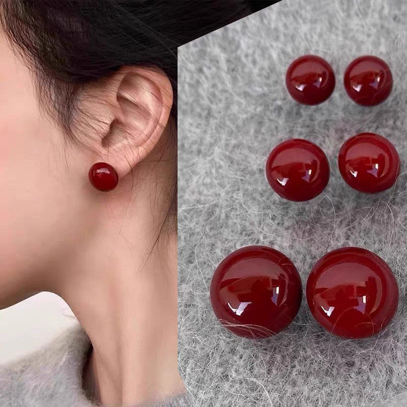 Elegant Red earrings For Women Fashion Stud Earrings Silver Cherry Earring Jewelry Accessories Gift